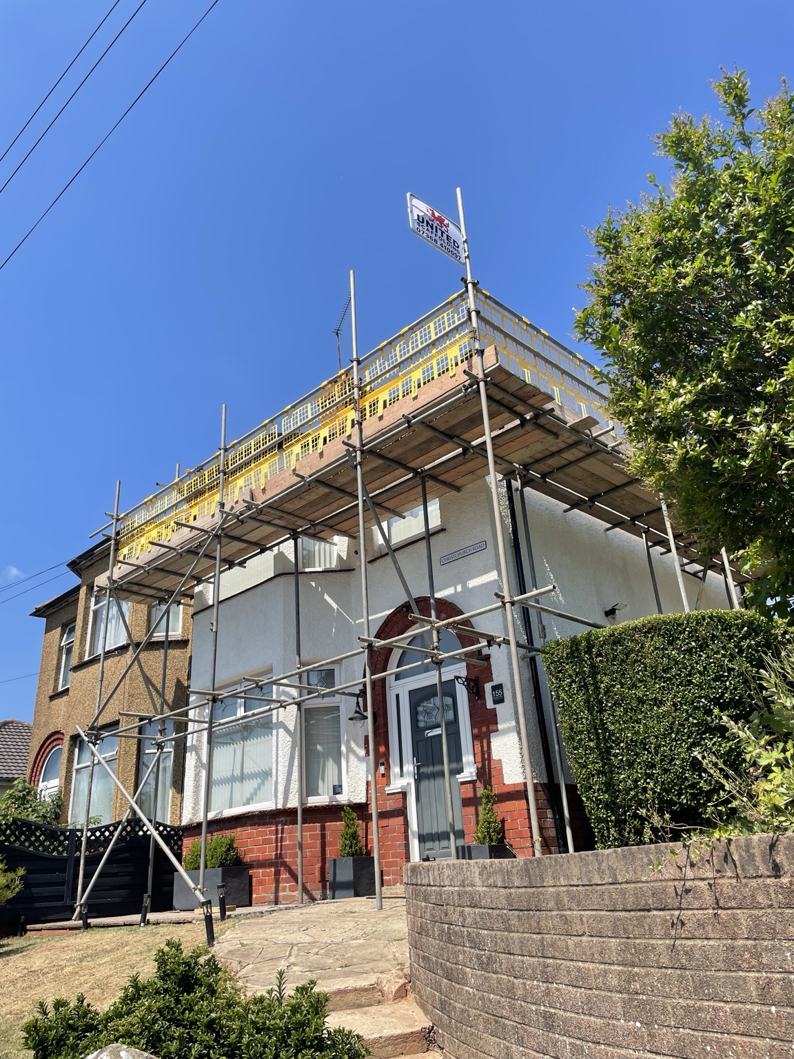 Scaffolding on a residential building