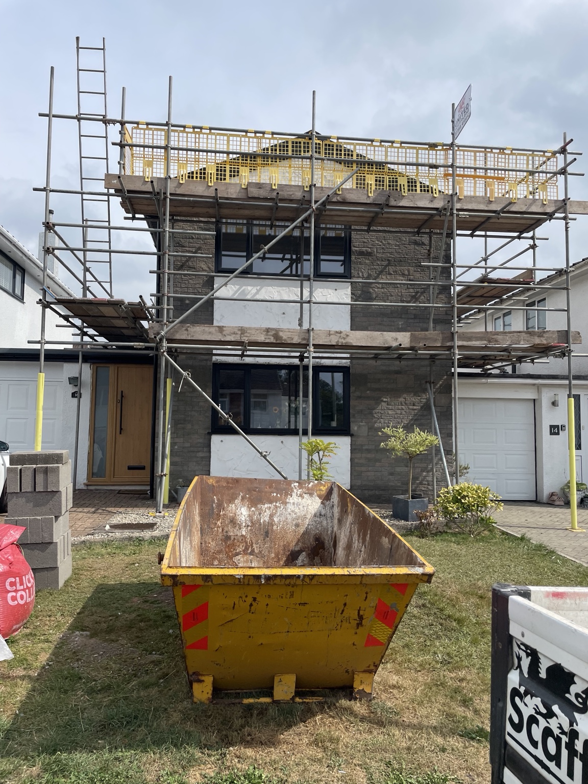Scaffolding on a modern new-build property